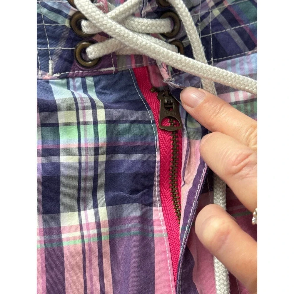 Polo Ralph Lauren Mens Swim Trunks Pink Purple Plaid Board Shorts 32 Inseam 7
